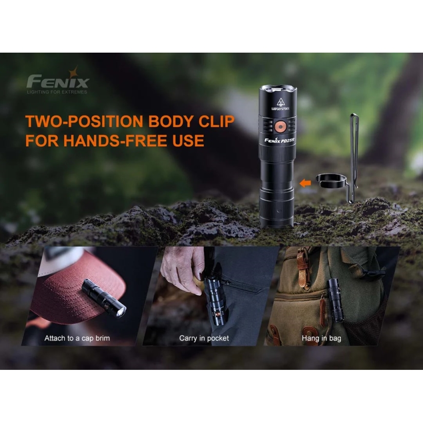 Fenix PD25R - LED Rechargeable flashlight LED/1xCR123A IP68 800 lm 70 h