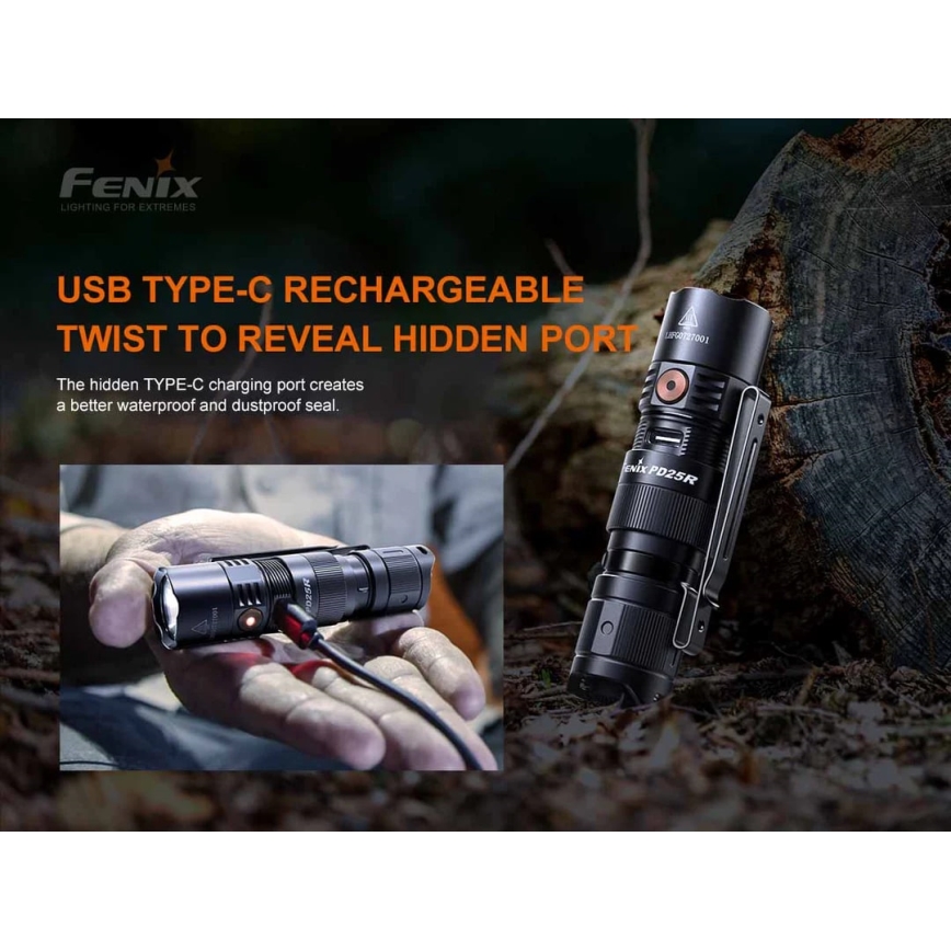 Fenix PD25R - LED Rechargeable flashlight LED/1xCR123A IP68 800 lm 70 h