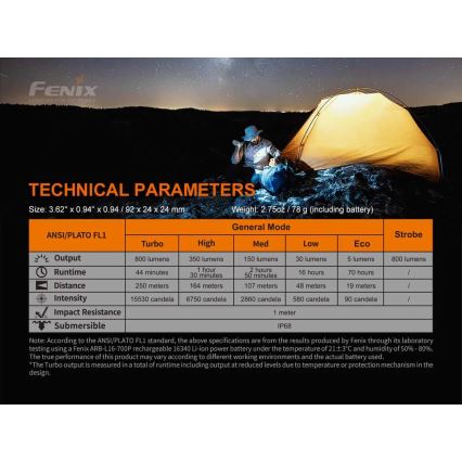 Fenix PD25R - LED Rechargeable flashlight LED/1xCR123A IP68 800 lm 70 h