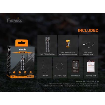 Fenix PD25R - LED Rechargeable flashlight LED/1xCR123A IP68 800 lm 70 h