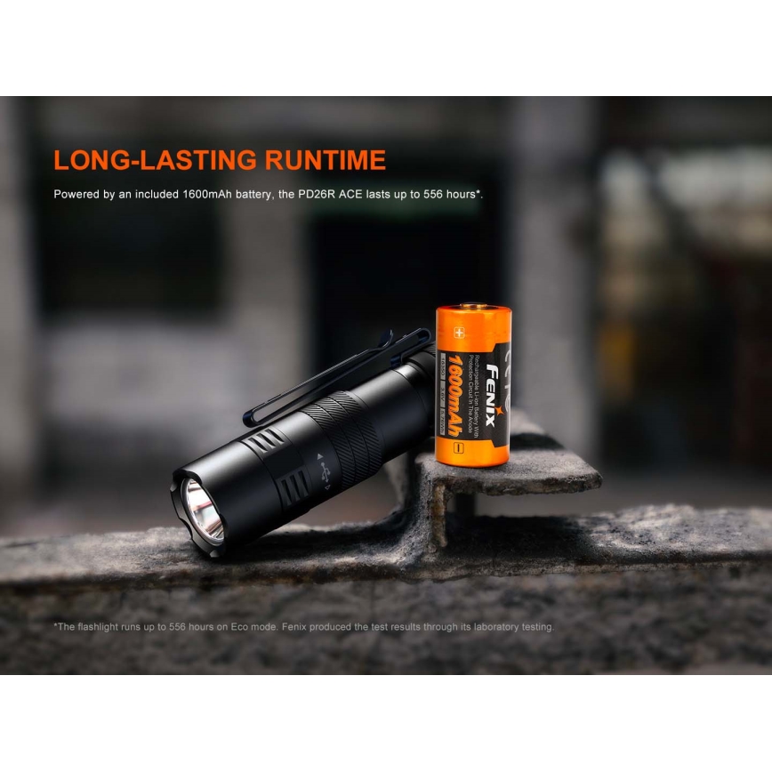 Fenix PD26RACE - Dimmable Rechargeable LED Flashlight LED/USB, 1600 mAh, IP68, 1300 lm, 556 h, black
