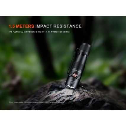 Fenix PD26RACE - Dimmable Rechargeable LED Flashlight LED/USB, 1600 mAh, IP68, 1300 lm, 556 h, black