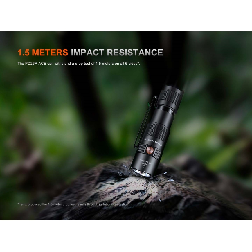 Fenix PD26RACE - Dimmable Rechargeable LED Flashlight LED/USB, 1600 mAh, IP68, 1300 lm, 556 h, black