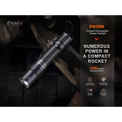 Fenix PD35R - LED Rechargeable flashlight LED/USB/2xCR123A IP68 1700 lm 100 h 3400 mAh