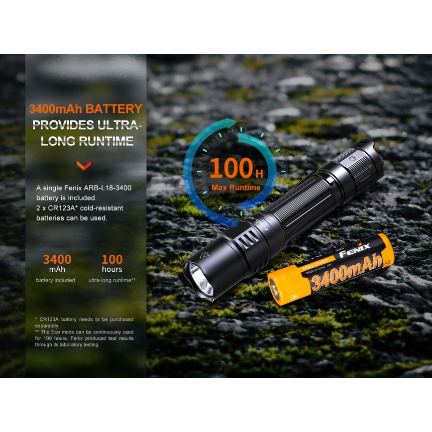 Fenix PD35R - LED Rechargeable flashlight LED/USB/2xCR123A IP68 1700 lm 100 h 3400 mAh