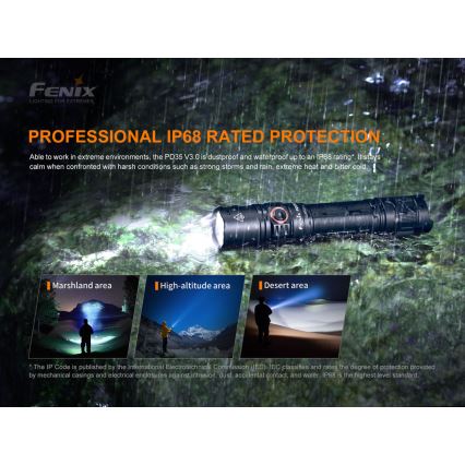 Fenix PD35V30 - LED Rechargeable flashlight LED/USB/2xCR123A IP68 1700 shiny 230 h 2600 mAh
