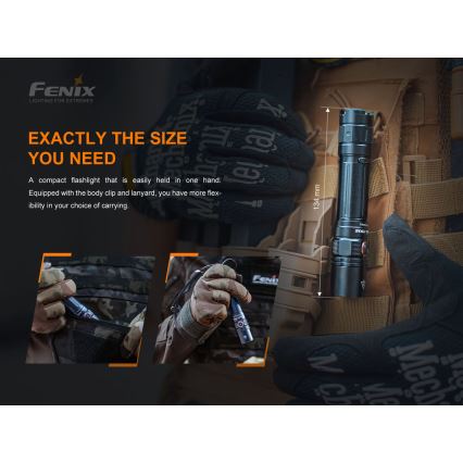 Fenix PD35V30 - LED Rechargeable flashlight LED/USB/2xCR123A IP68 1700 shiny 230 h 2600 mAh