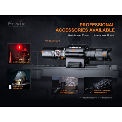 Fenix PD35V30 - LED Rechargeable flashlight LED/USB/2xCR123A IP68 1700 shiny 230 h 2600 mAh