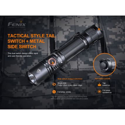 Fenix PD35V30 - LED Rechargeable flashlight LED/USB/2xCR123A IP68 1700 shiny 230 h 2600 mAh