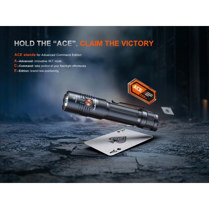 Fenix PD36RACE - Dimmable USB-rechargeable LED flashlight, 5000 mAh, IP68, 3000 lm, 63.45 h, black