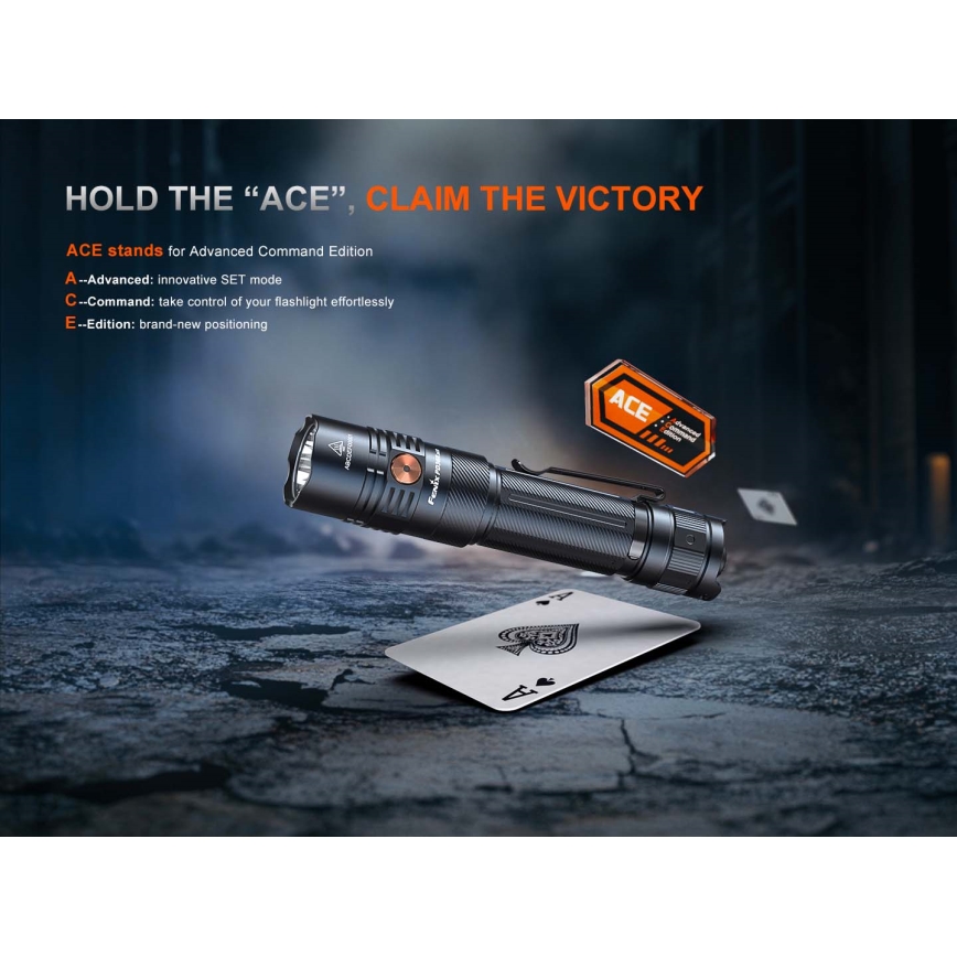 Fenix PD36RACE - Dimmable USB-rechargeable LED flashlight, 5000 mAh, IP68, 3000 lm, 63.45 h, black
