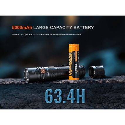 Fenix PD36RACE - Dimmable USB-rechargeable LED flashlight, 5000 mAh, IP68, 3000 lm, 63.45 h, black
