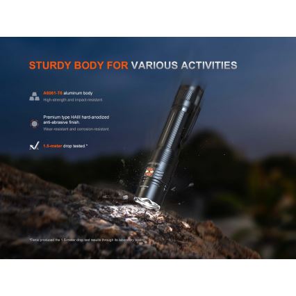 Fenix PD36RACE - Dimmable USB-rechargeable LED flashlight, 5000 mAh, IP68, 3000 lm, 63.45 h, black