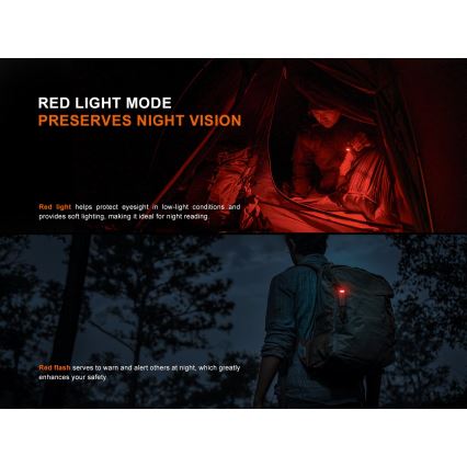 Fenix SW05RREDBLC - LED Dimmable rechargeable flashlight LED/USB IPX6 150 lm 49 h black