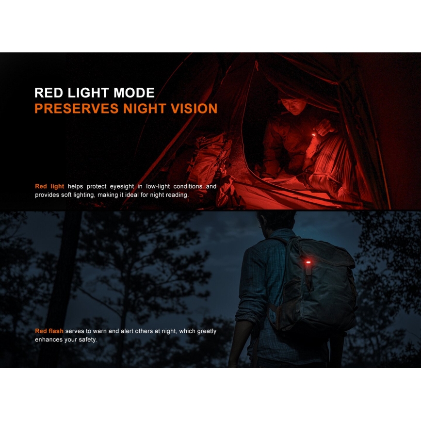 Fenix SW05RREDBLC - LED Dimmable rechargeable flashlight LED/USB IPX6 150 lm 49 h black