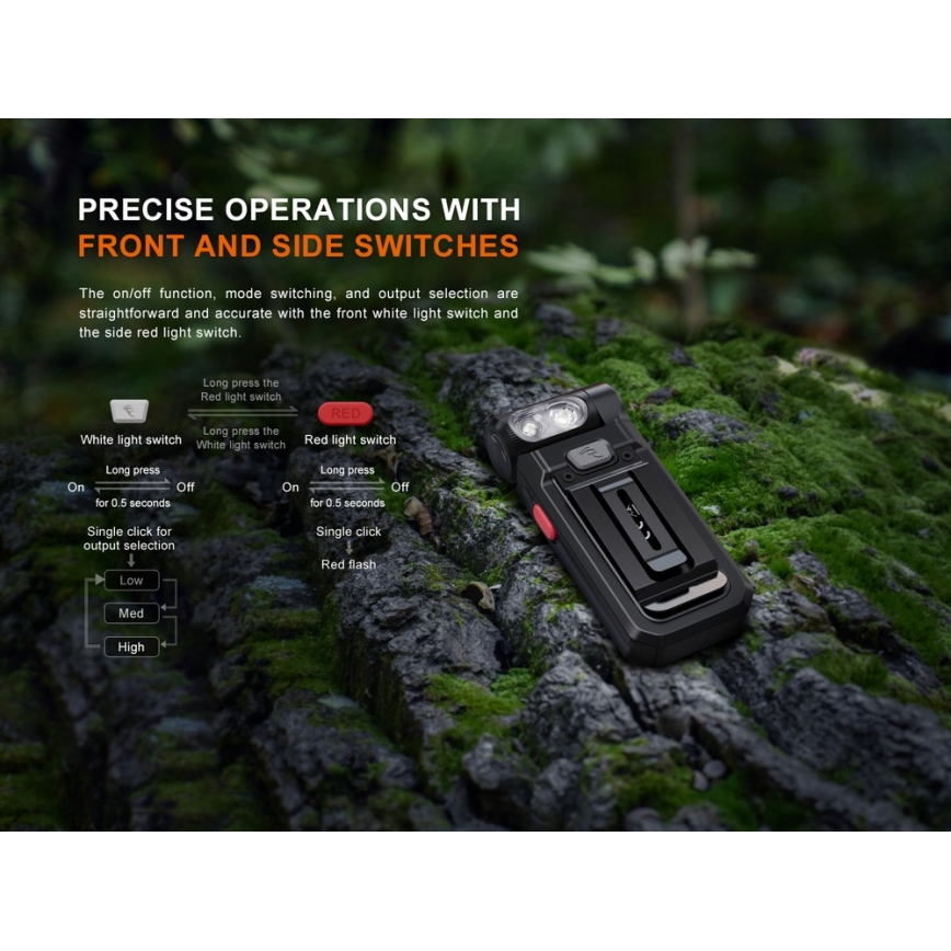 Fenix SW05RREDBLC - LED Dimmable rechargeable flashlight LED/USB IPX6 150 lm 49 h black