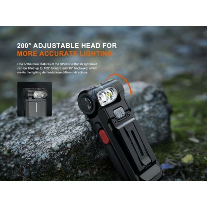 Fenix SW05RREDBLC - LED Dimmable rechargeable flashlight LED/USB IPX6 150 lm 49 h black