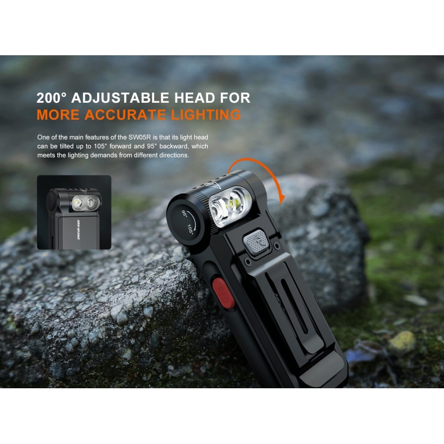 Fenix SW05RREDBLC - LED Dimmable rechargeable flashlight LED/USB IPX6 150 lm 49 h black