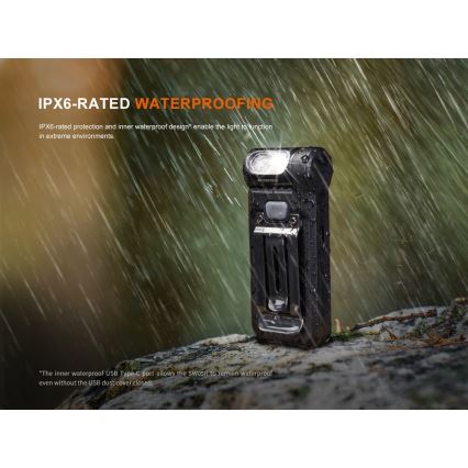 Fenix SW05RREDBLC - LED Dimmable rechargeable flashlight LED/USB IPX6 150 lm 49 h black