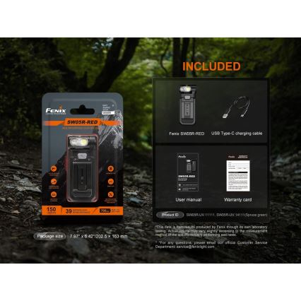 Fenix SW05RREDBLC - LED Dimmable rechargeable flashlight LED/USB IPX6 150 lm 49 h black