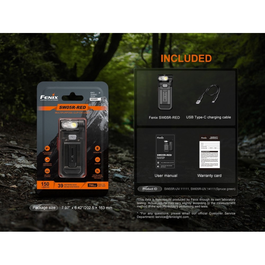Fenix SW05RREDBLC - LED Dimmable rechargeable flashlight LED/USB IPX6 150 lm 49 h black