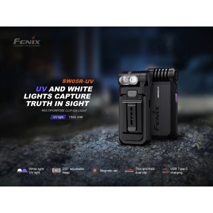 Fenix SW05RUVBLC - LED Dimmable rechargeable flashlight LED/USB IPX6 150 lm 49 h black