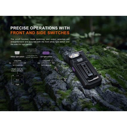 Fenix SW05RUVBLC - LED Dimmable rechargeable flashlight LED/USB IPX6 150 lm 49 h black