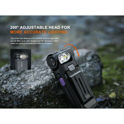 Fenix SW05RUVBLC - LED Dimmable rechargeable flashlight LED/USB IPX6 150 lm 49 h black