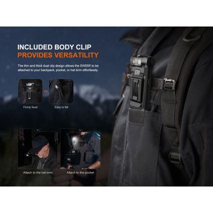 Fenix SW05RUVBLC - LED Dimmable rechargeable flashlight LED/USB IPX6 150 lm 49 h black