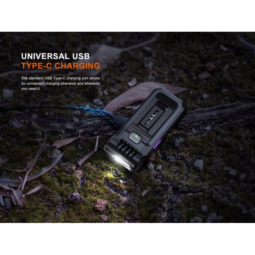 Fenix SW05RUVBLC - LED Dimmable rechargeable flashlight LED/USB IPX6 150 lm 49 h black