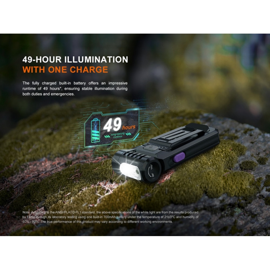 Fenix SW05RUVBLC - LED Dimmable rechargeable flashlight LED/USB IPX6 150 lm 49 h black