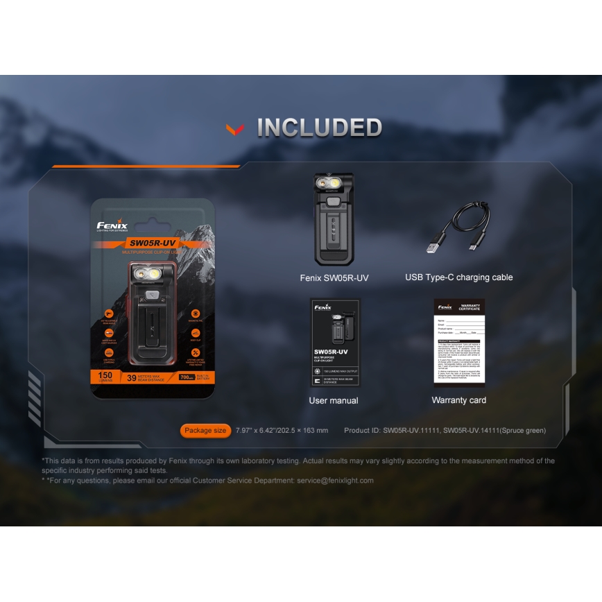Fenix SW05RUVBLC - LED Dimmable rechargeable flashlight LED/USB IPX6 150 lm 49 h black
