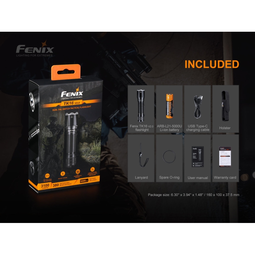 Fenix TK16V20 - LED Rechargeable flashlight LED/1x21700 IP68 3100 lm 43 hrs