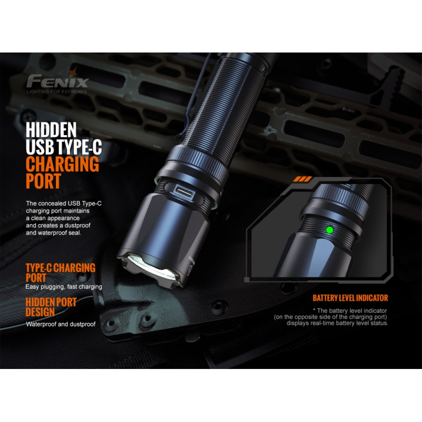 Fenix TK20RV20 - LED Tactical rechargeable flashlight LED/USB IP68 3000 lm 48 hrs