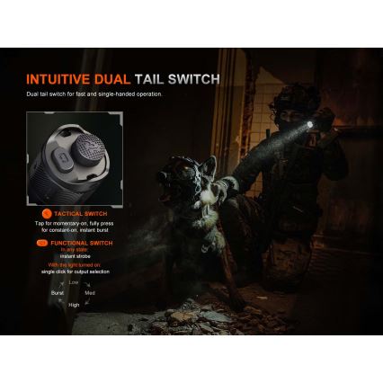 Fenix TK21RBLK - Dimmable Rechargeable LED/USB Flashlight, 6000 mAh, IP68, 3600 lm, 72.5 h, Black