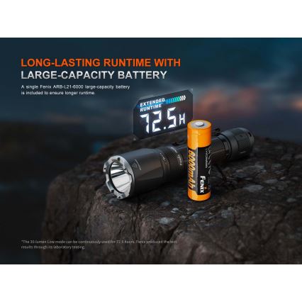 Fenix TK21RBLK - Dimmable Rechargeable LED/USB Flashlight, 6000 mAh, IP68, 3600 lm, 72.5 h, Black