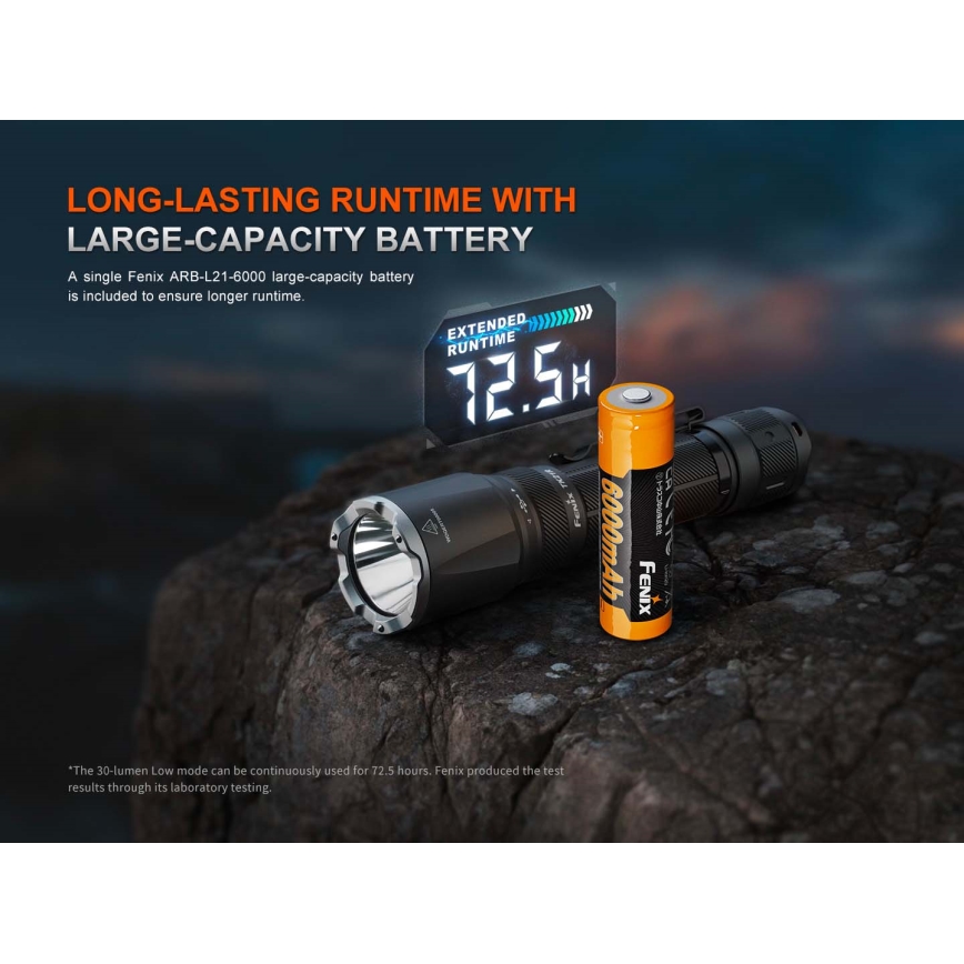 Fenix TK21RBLK - Dimmable Rechargeable LED/USB Flashlight, 6000 mAh, IP68, 3600 lm, 72.5 h, Black