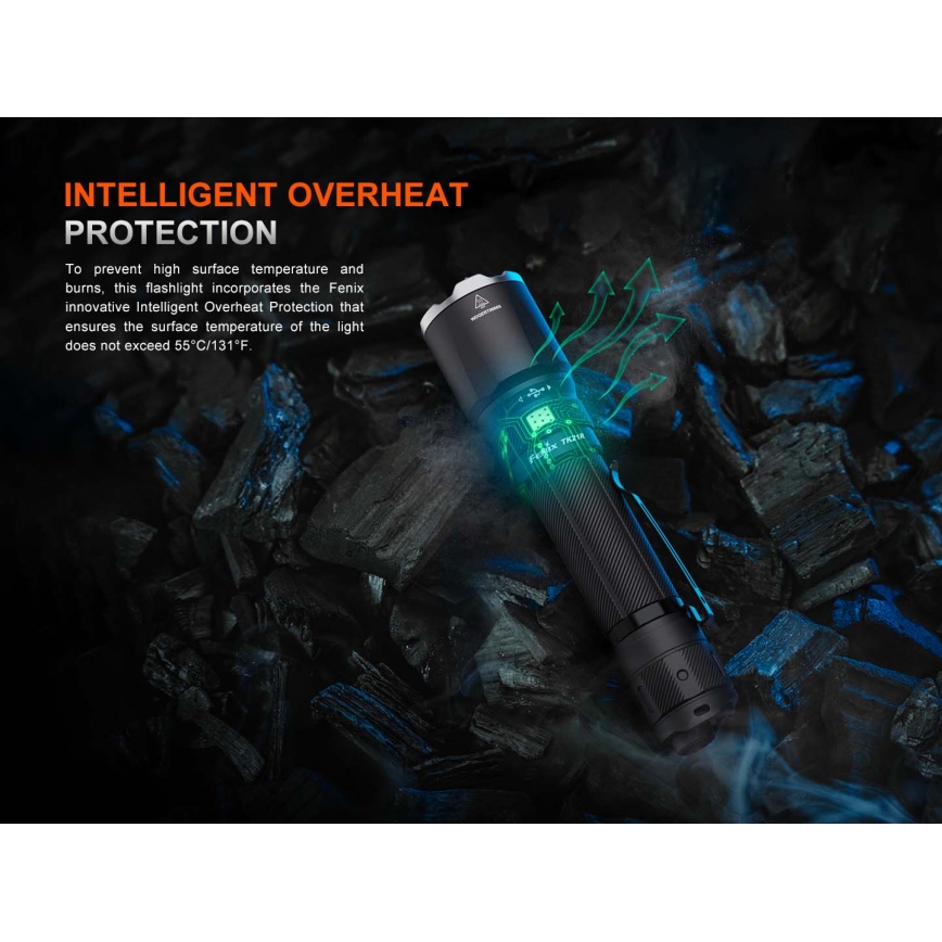 Fenix TK21RBLK - Dimmable Rechargeable LED/USB Flashlight, 6000 mAh, IP68, 3600 lm, 72.5 h, Black