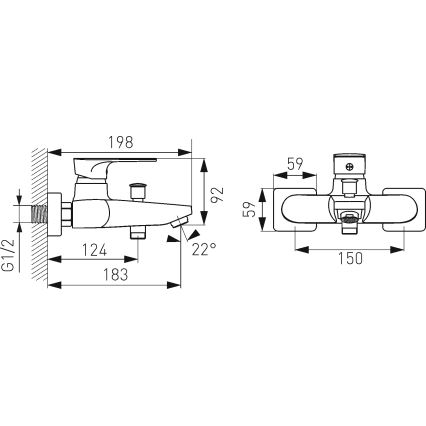 FERRO - ALGEO SQUARE Bath Mixer, Polished Chrome
