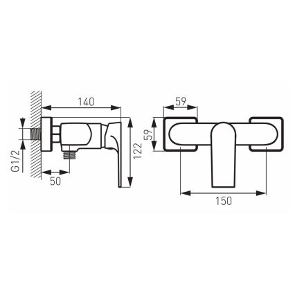 FERRO - ALGEO SQUARE Shower Mixer in Polished Chrome