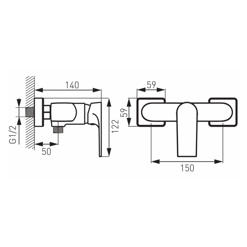 FERRO - ALGEO SQUARE Shower Mixer in Polished Chrome