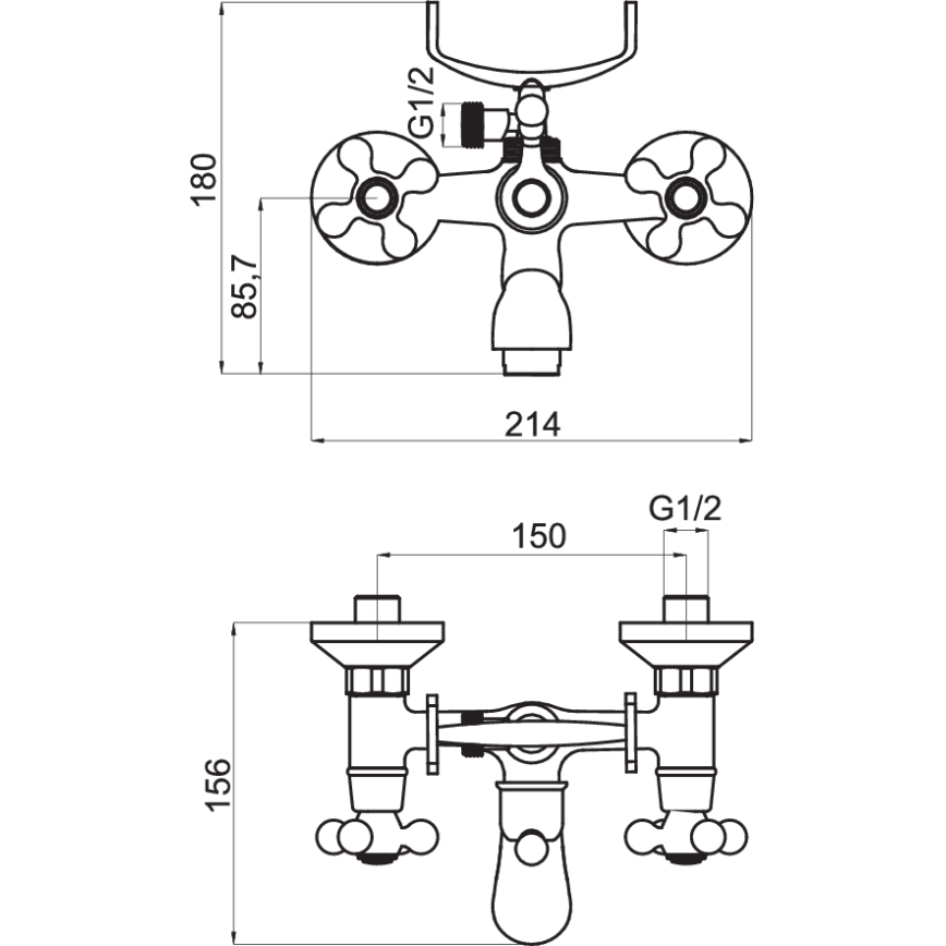 FERRO - ANTICA Bathtub Set with Mixer, Bronze