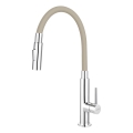 FERRO - Sink tap with flexible arm shiny chrome/beige