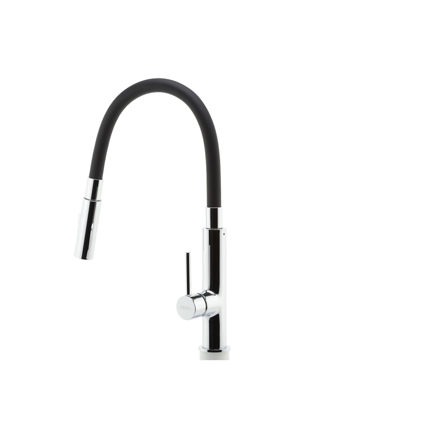 FERRO - Sink tap with flexible arm shiny chrome/black