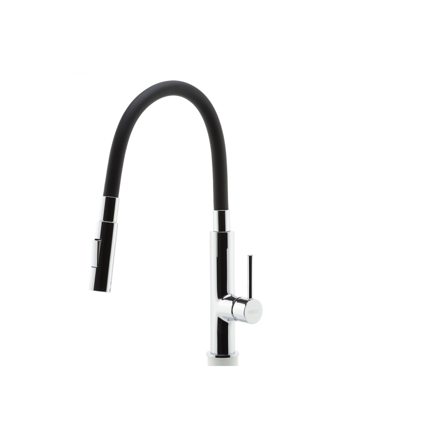 FERRO - Sink tap with flexible arm shiny chrome/black