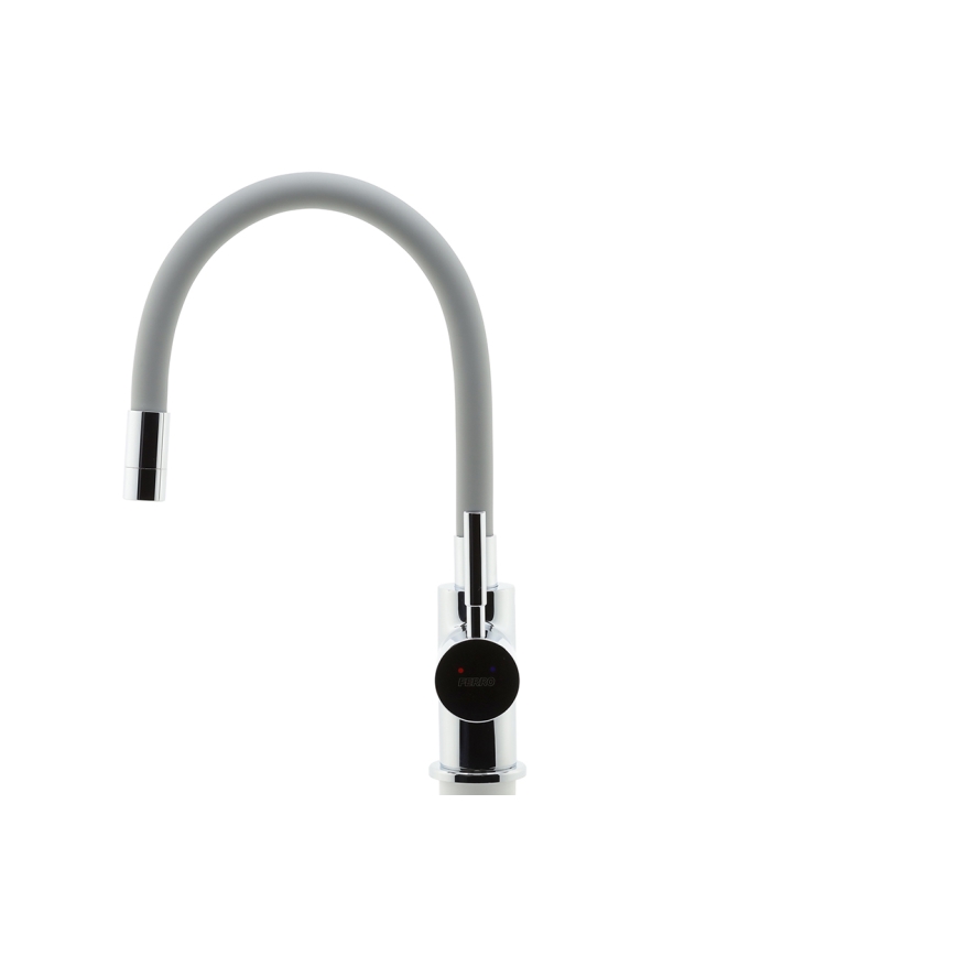 FERRO - Sink tap with flexible arm shiny chrome/grey