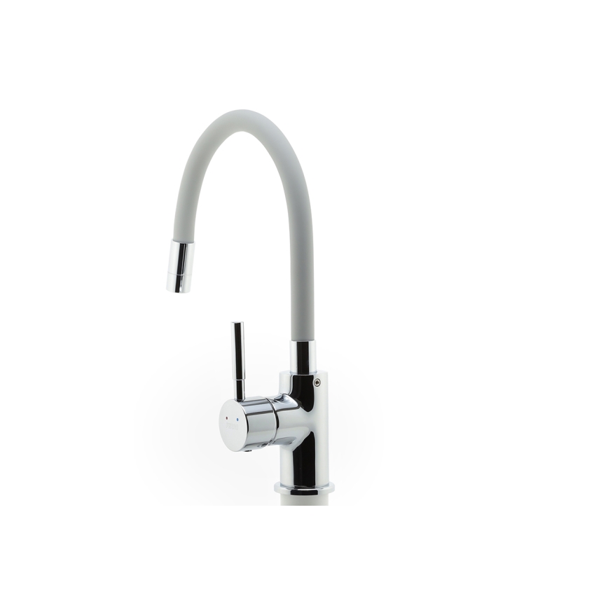 FERRO - Sink tap with flexible arm shiny chrome/grey