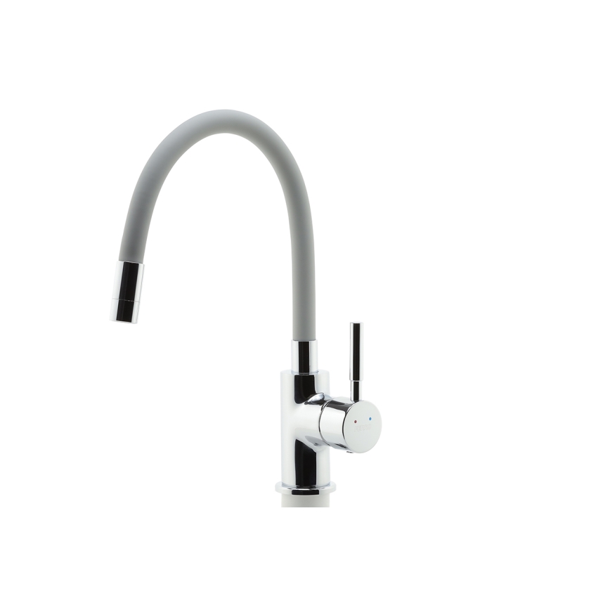 FERRO - Sink tap with flexible arm shiny chrome/grey