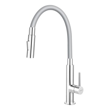 FERRO - Sink tap with flexible arm shiny chrome/grey