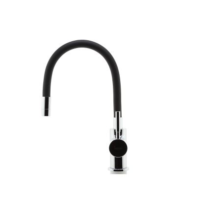 FERRO - Sink tap with flexible arm shiny chrome/matte black